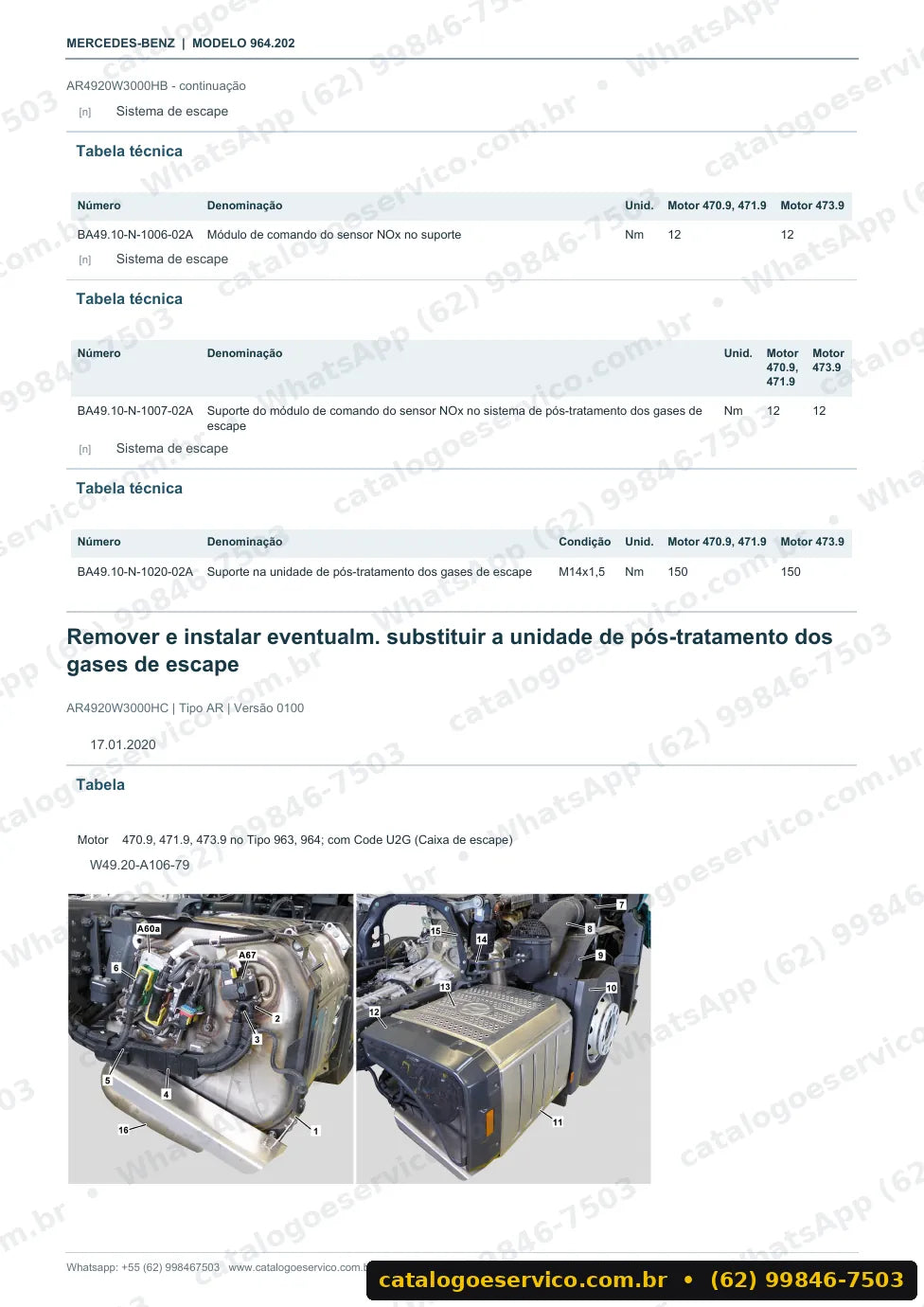 Página de procedimento do manual de oficina Mercedes-Benz Actros 2046 LK