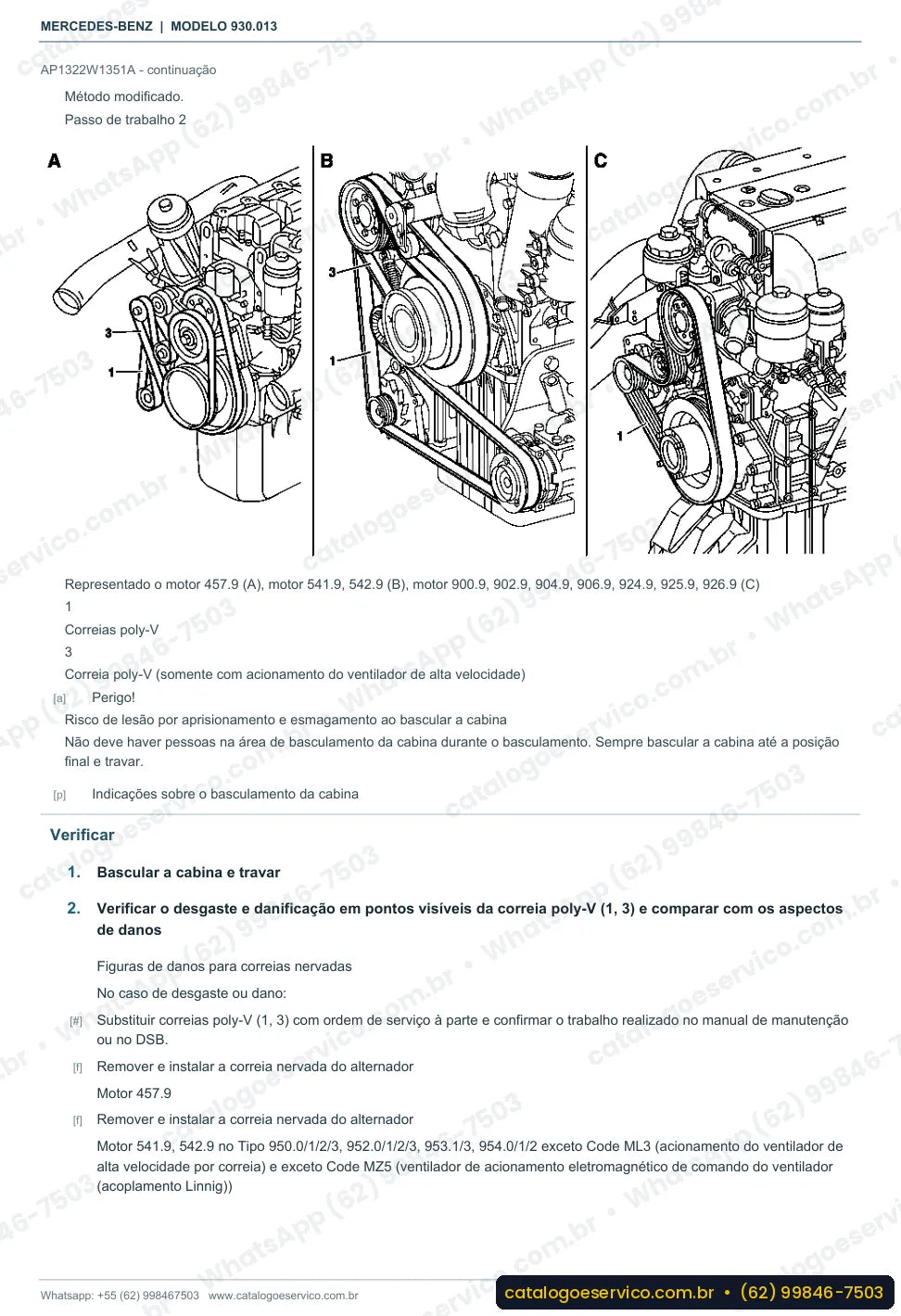 Página de procedimento do manual de oficina Mercedes-Benz Actros 2048