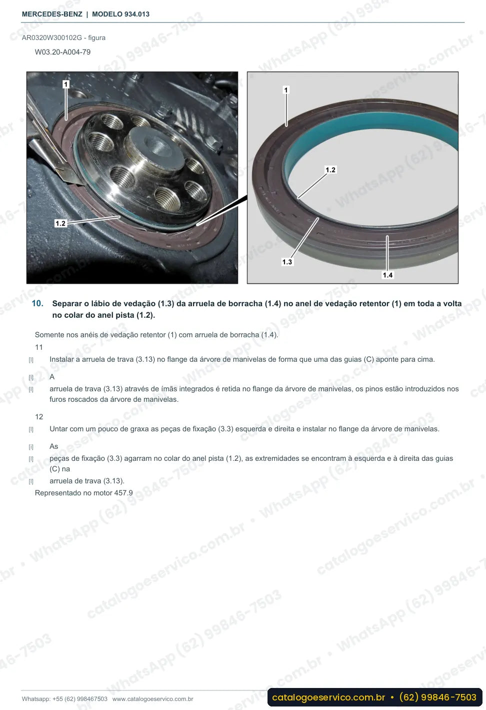 Página de procedimento do manual de oficina Mercedes-Benz Actros 2050 S