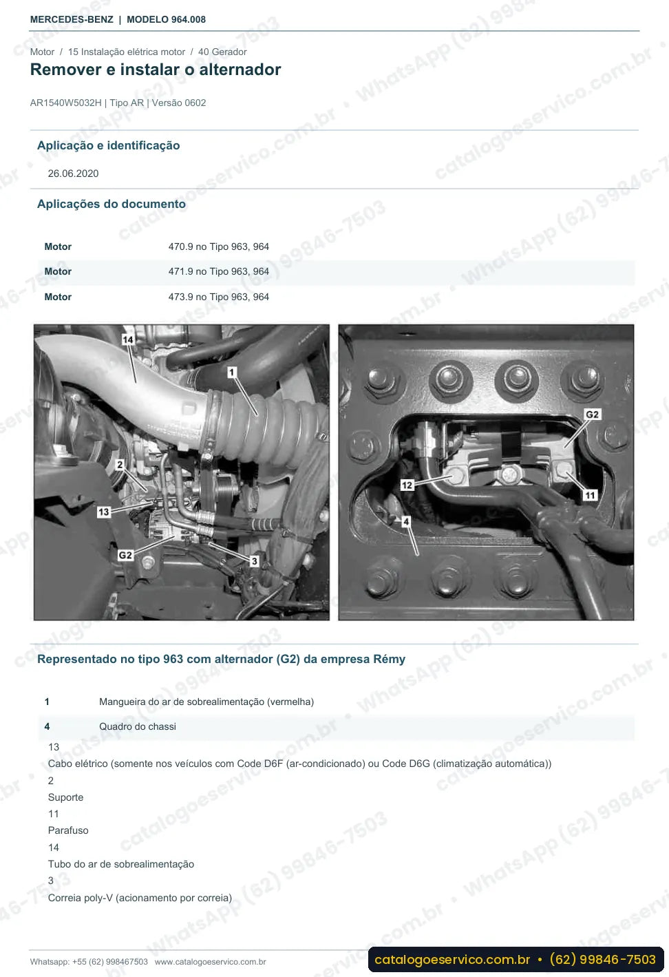 Página de procedimento do manual de oficina Mercedes-Benz Actros 2051 A