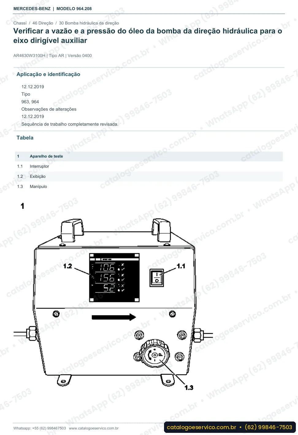 Página de procedimento do manual de oficina Mercedes-Benz Actros 2051 AK