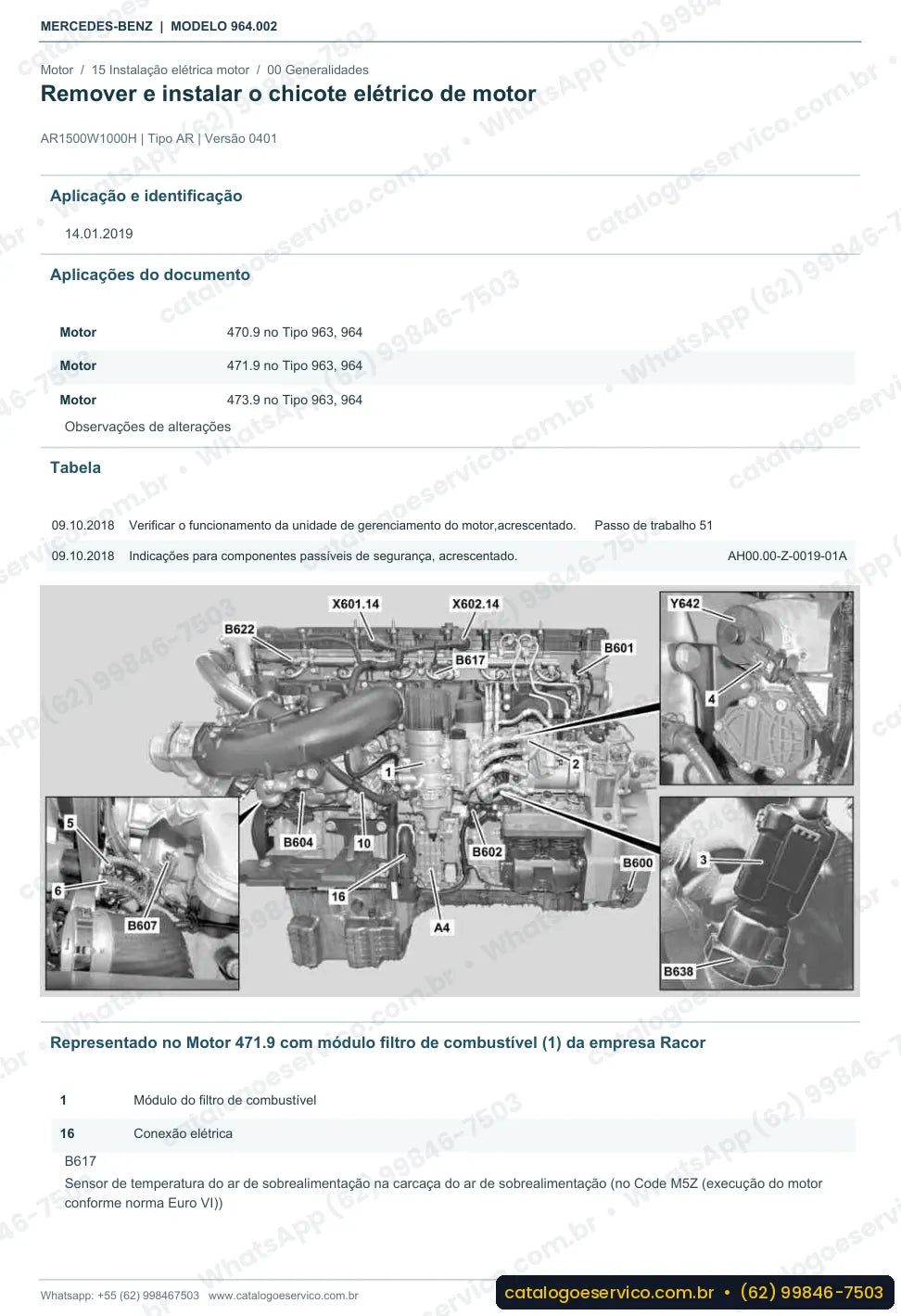 Página de procedimento do manual de oficina Mercedes-Benz Actros 2053 L