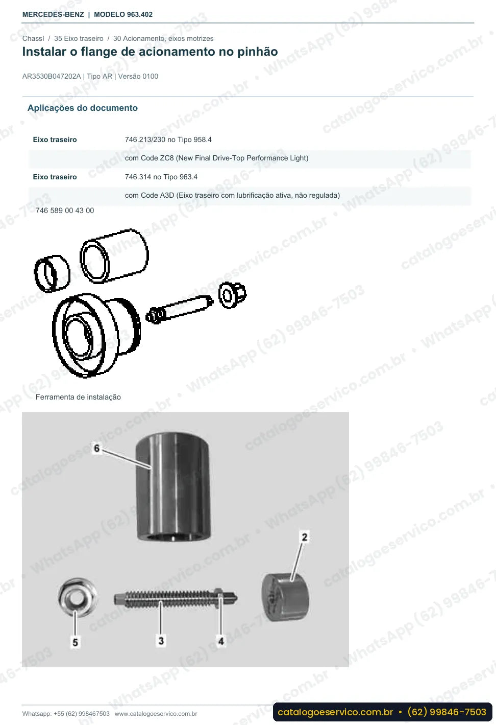 Página de procedimento do manual de oficina Mercedes-Benz Actros 2053 LS