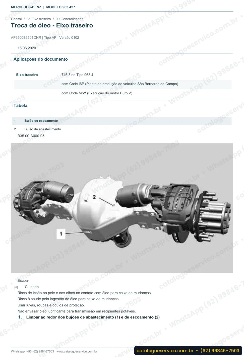 Página de procedimento do manual de oficina Mercedes-Benz Actros 2453 LS
