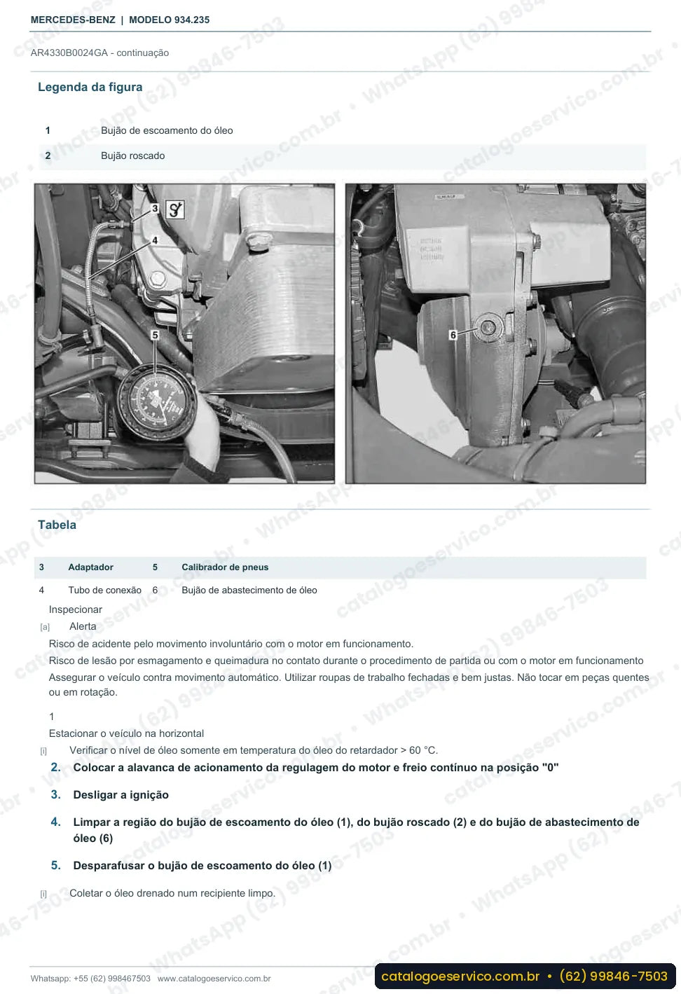 Página de procedimento do manual de oficina Mercedes-Benz Actros 2455 LS