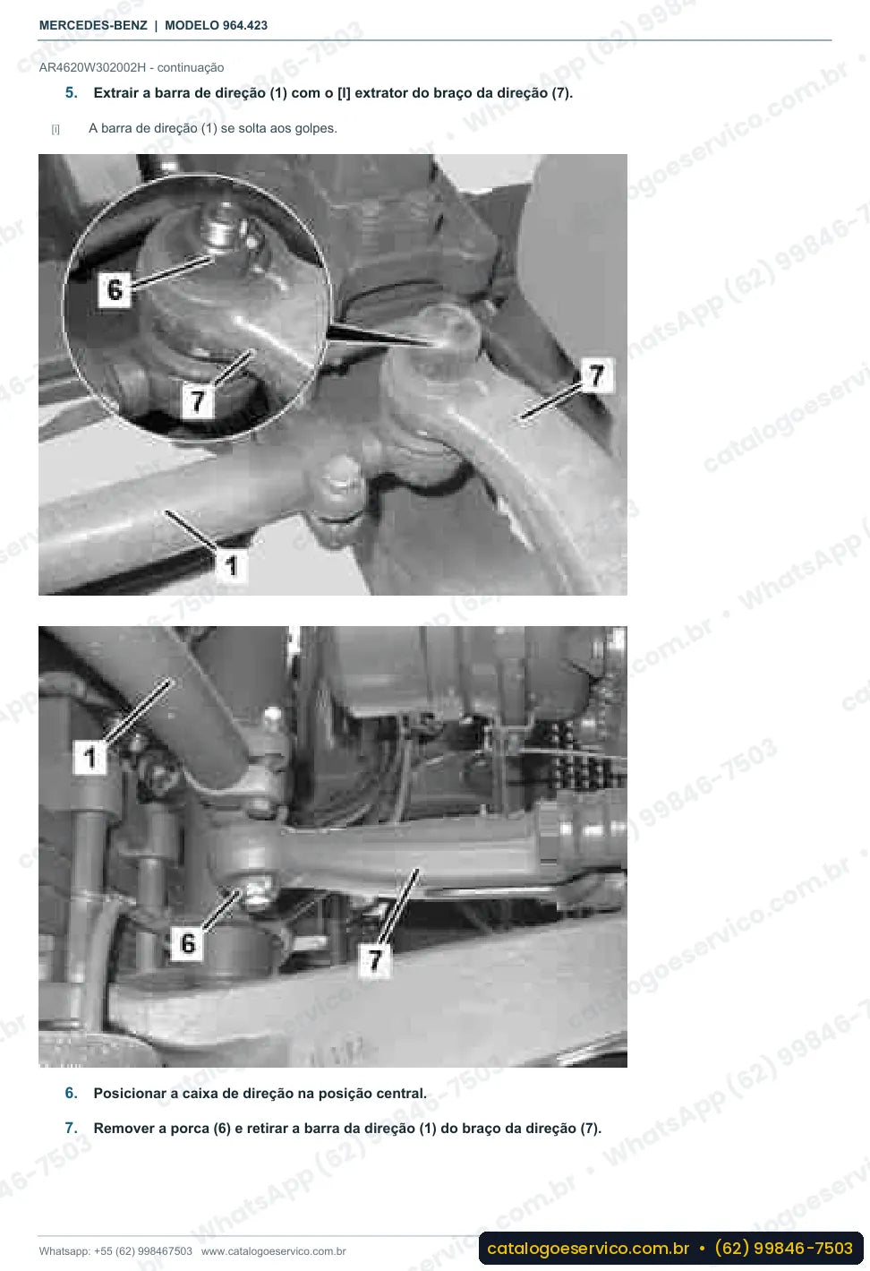 Página de procedimento do manual de oficina Mercedes-Benz Actros 2527 LS