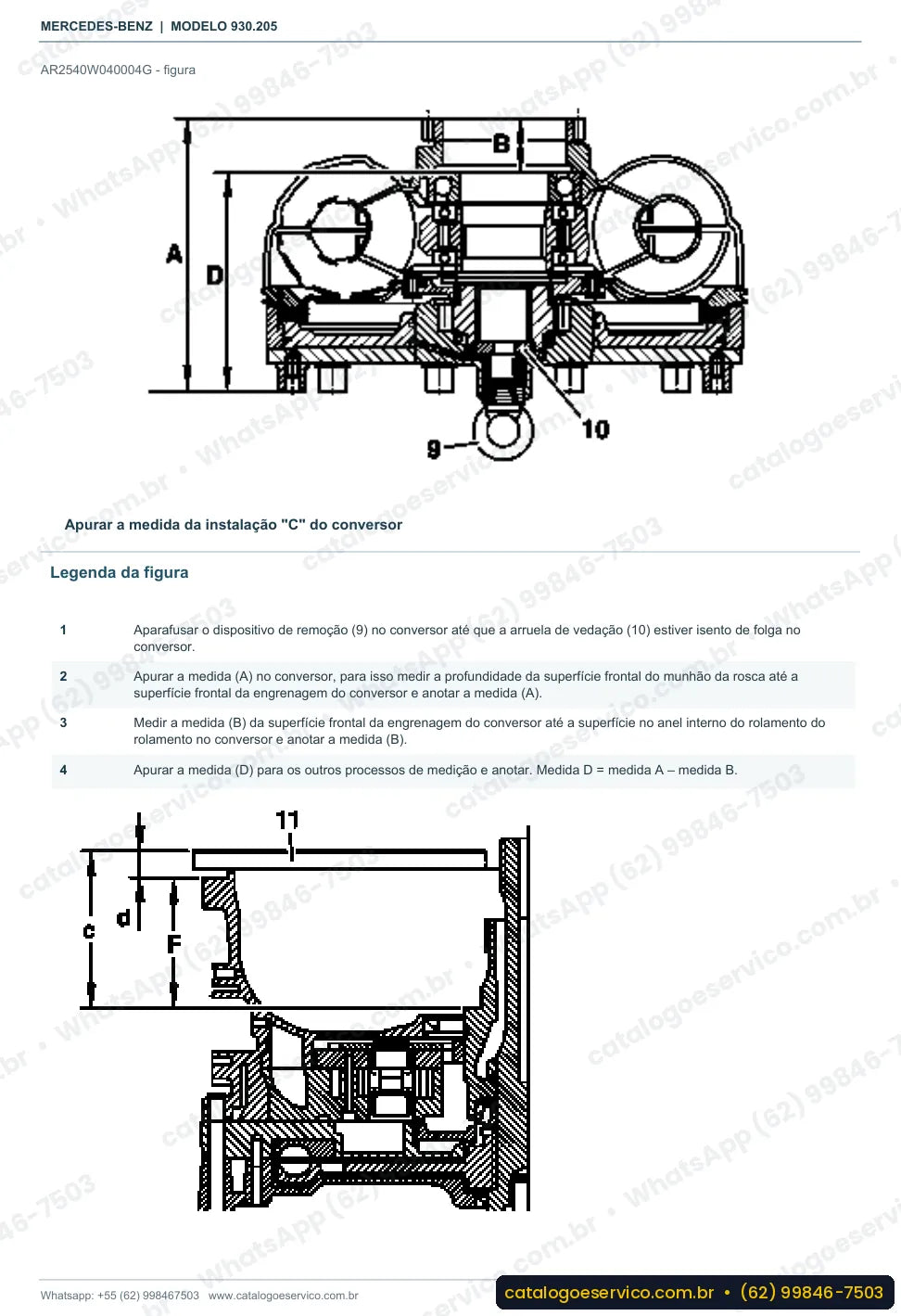 Página de procedimento do manual de oficina Mercedes-Benz Actros 2531 L