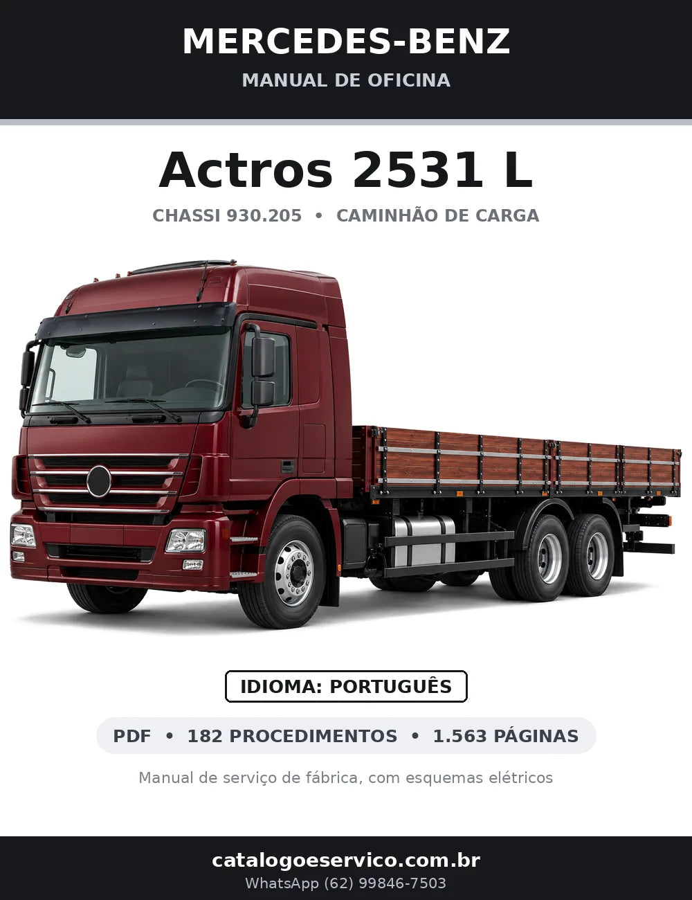 Capa do manual de oficina Mercedes-Benz Actros 2531 L