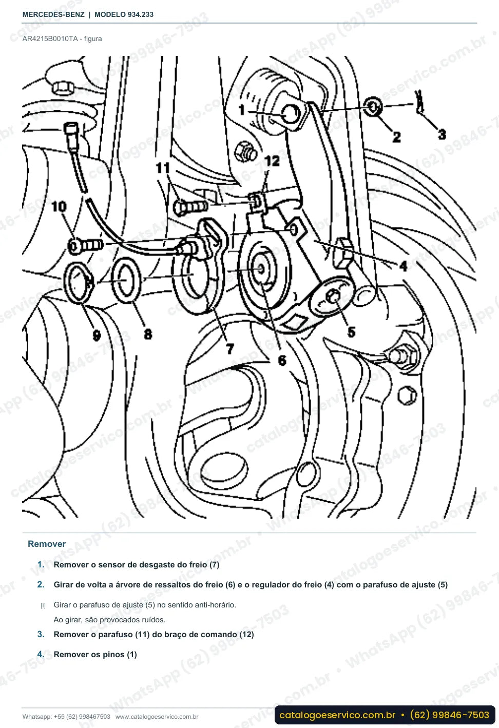 Página de procedimento do manual de oficina Mercedes-Benz Actros 2531 LS