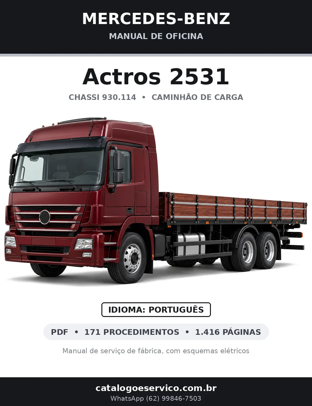 Capa do manual de oficina Mercedes-Benz Actros 2531