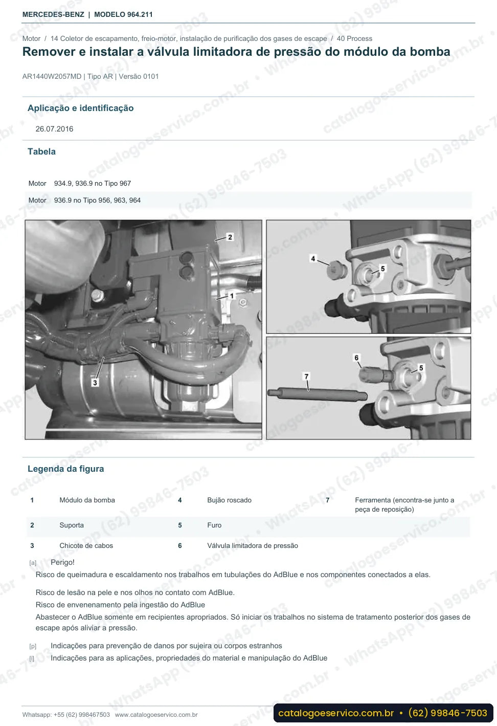 Página de procedimento do manual de oficina Mercedes-Benz Actros 2532 K