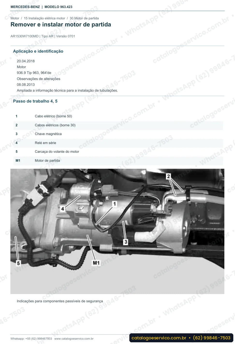 Página de procedimento do manual de oficina Mercedes-Benz Actros 2532 LS