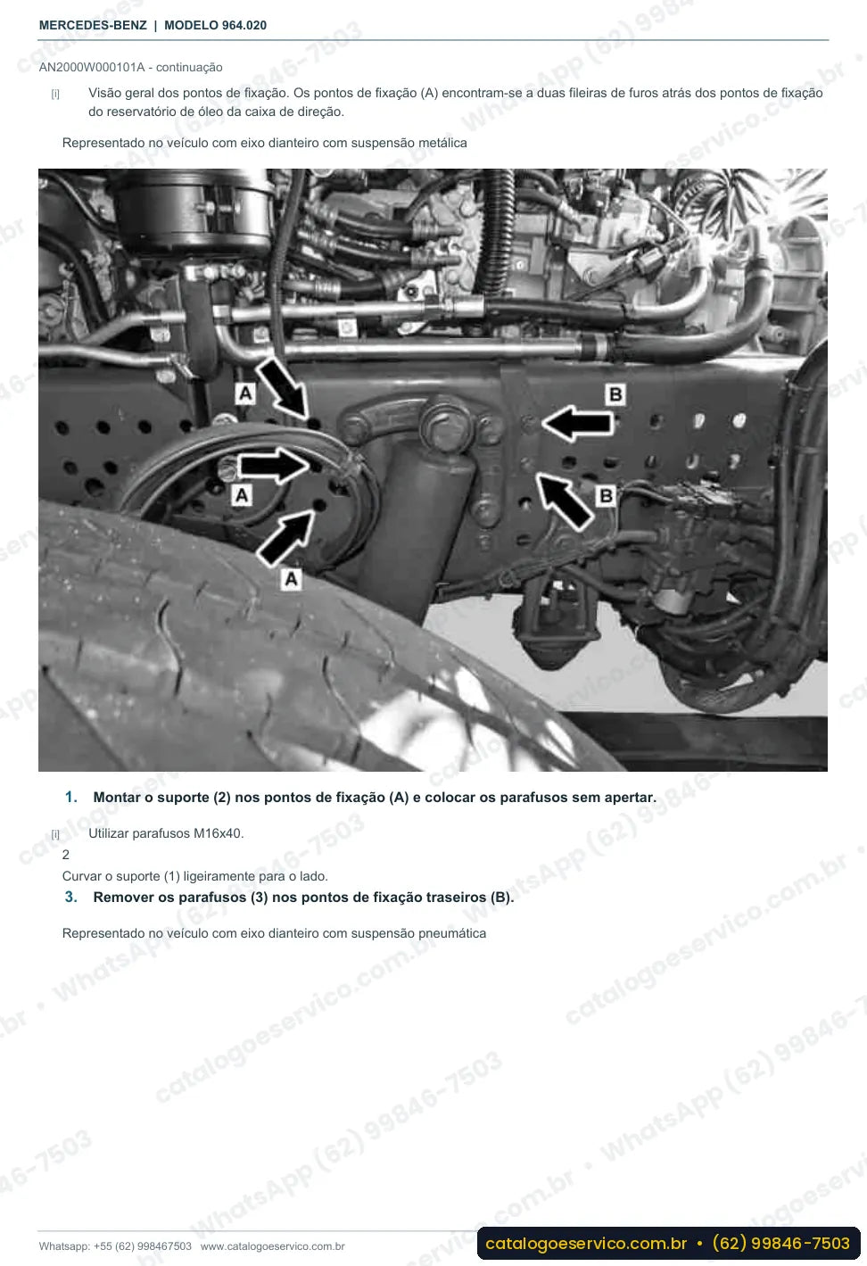 Página de procedimento do manual de oficina Mercedes-Benz Actros 2536 L