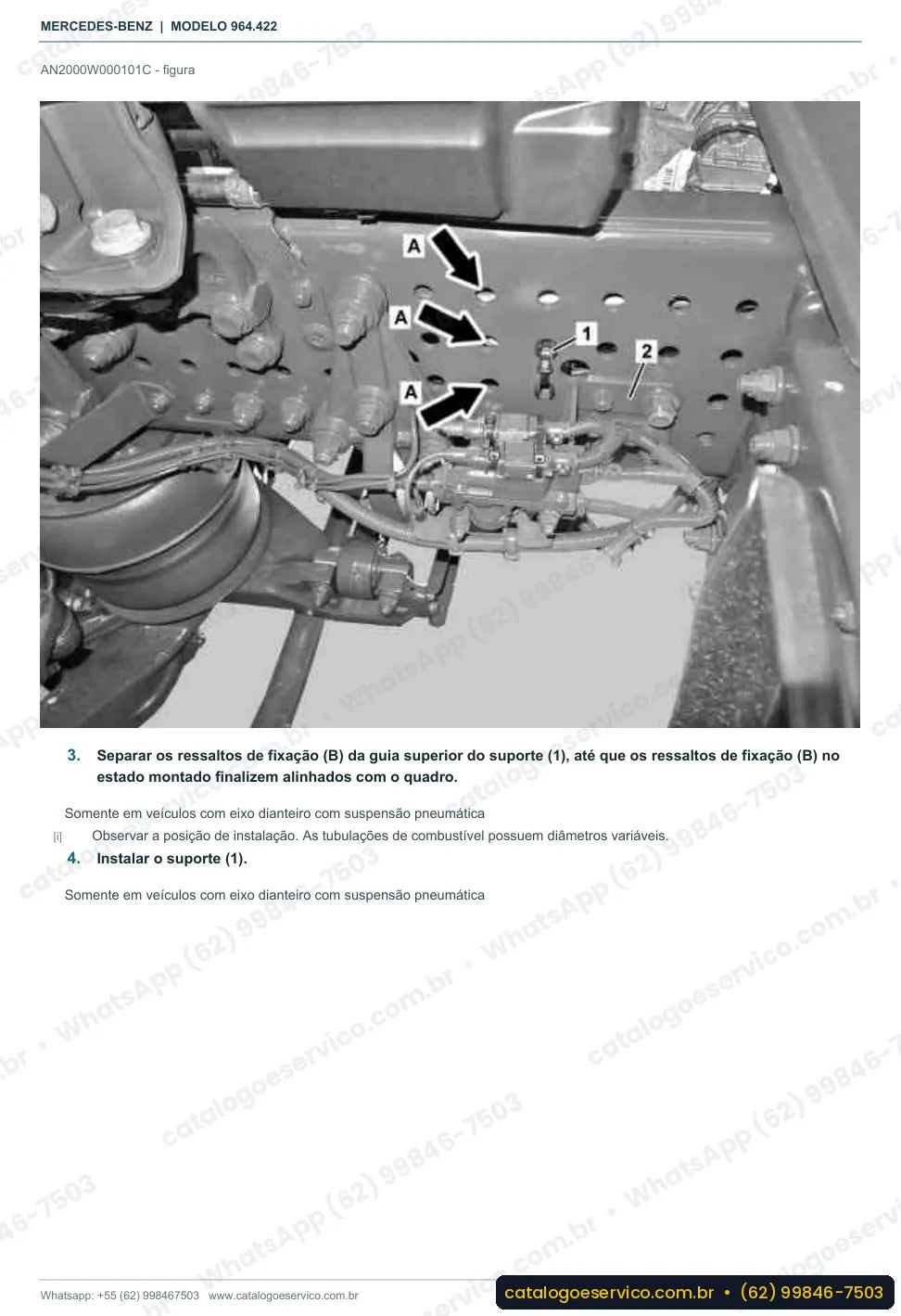 Página de procedimento do manual de oficina Mercedes-Benz Actros 2536 LS