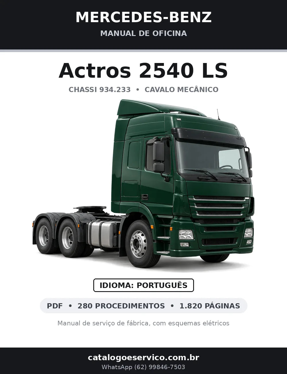 Capa do manual de oficina Mercedes-Benz Actros 2540 LS