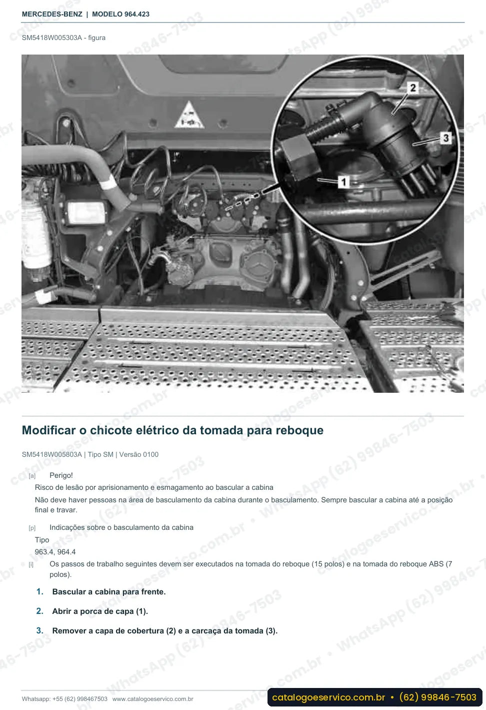 Página de procedimento do manual de oficina Mercedes-Benz Actros 2542 LS