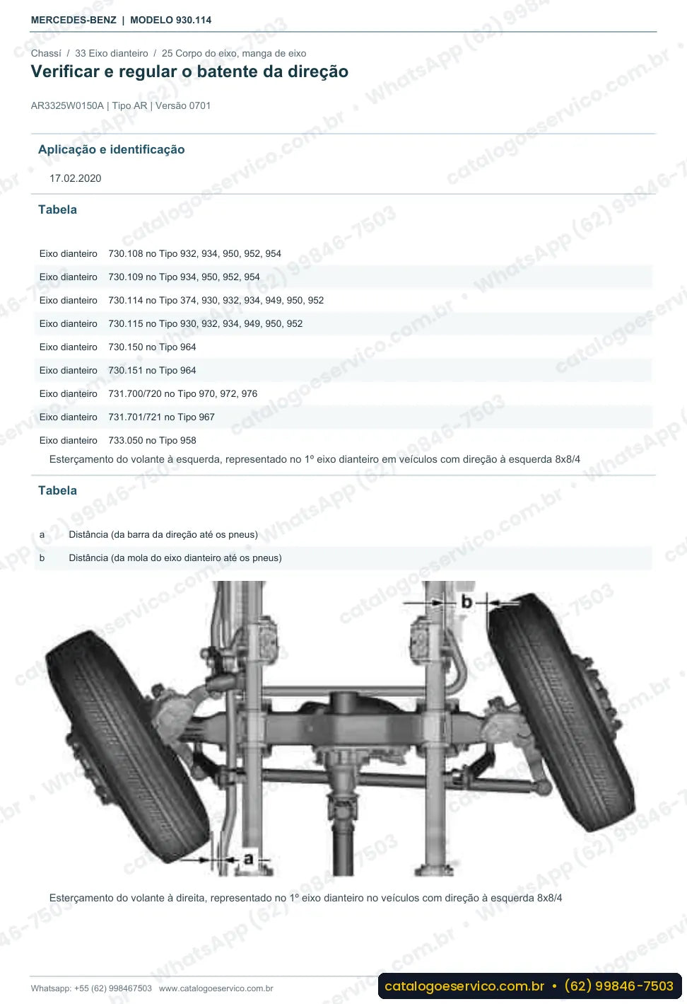 Página de procedimento do manual de oficina Mercedes-Benz Actros 2543