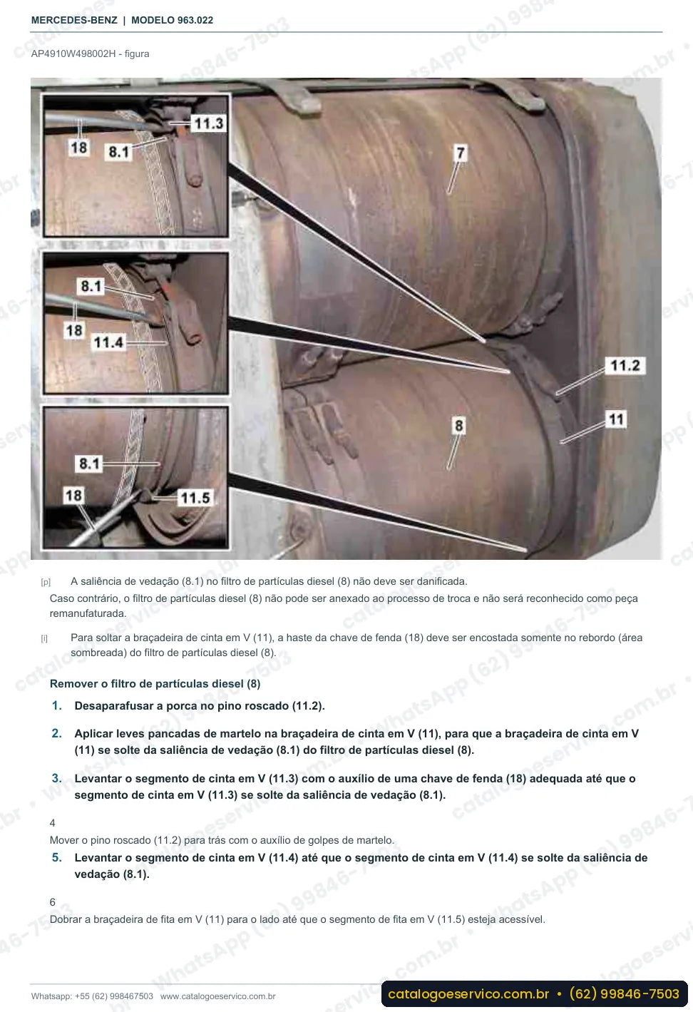 Página de procedimento do manual de oficina Mercedes-Benz Actros 2546 L