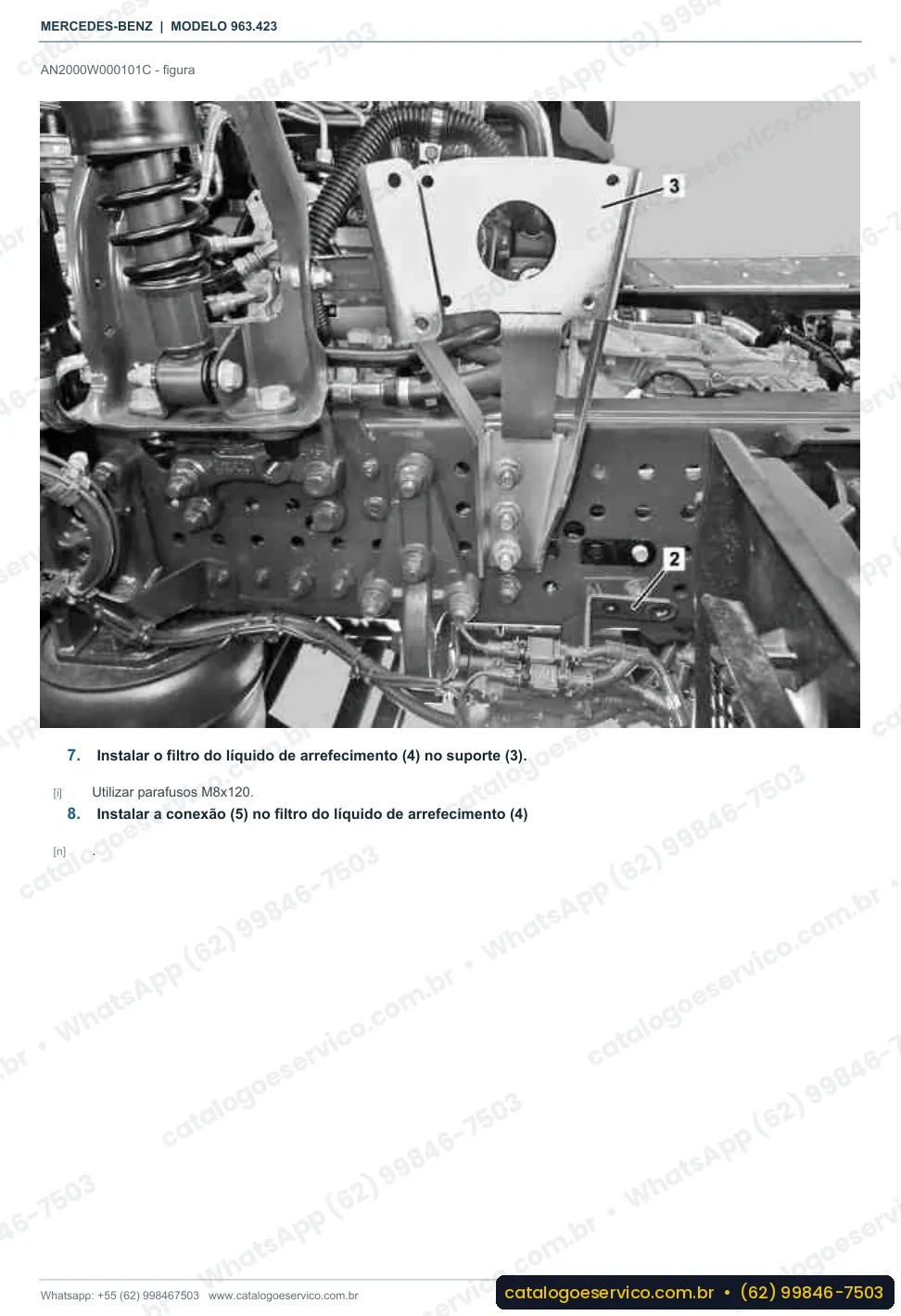 Página de procedimento do manual de oficina Mercedes-Benz Actros 2546 LS