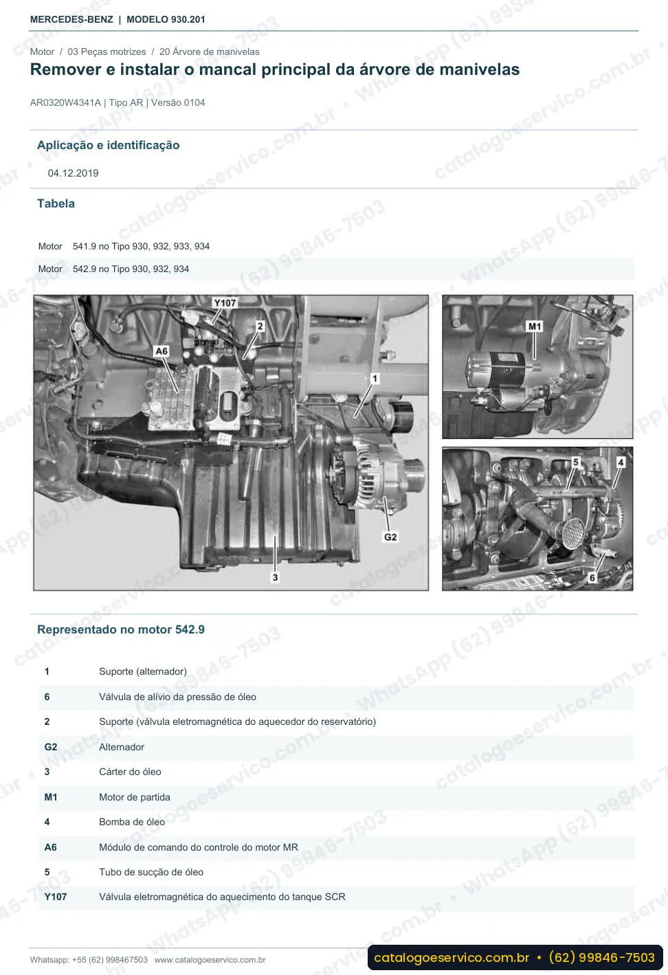 Página de procedimento do manual de oficina Mercedes-Benz Actros 2548 L
