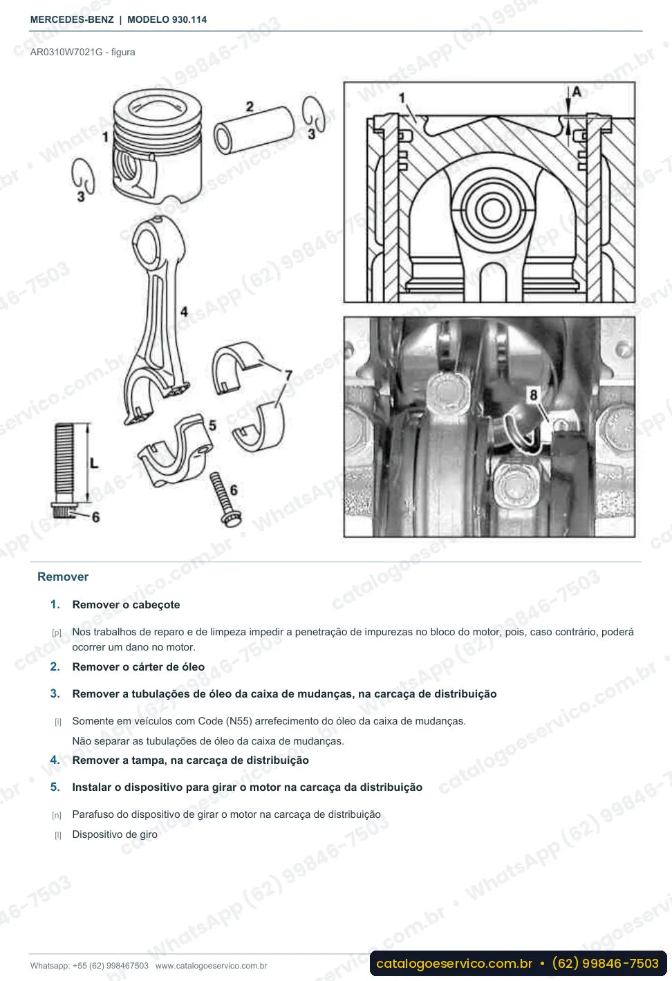 Página de procedimento do manual de oficina Mercedes-Benz Actros 2548