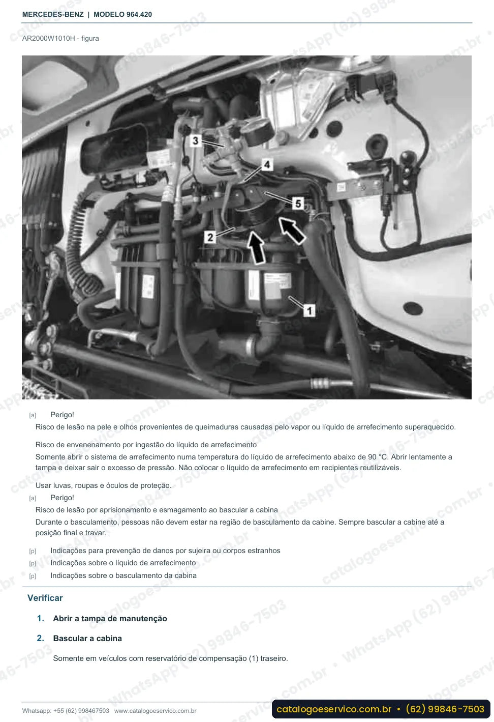 Página de procedimento do manual de oficina Mercedes-Benz Actros 2552 LS