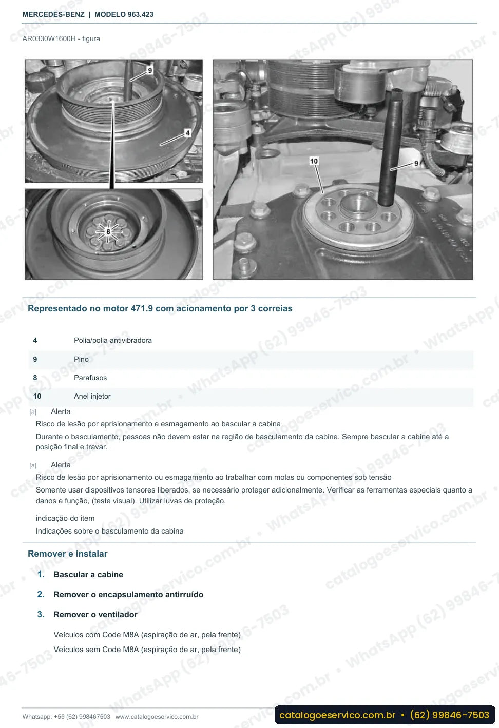 Página de procedimento do manual de oficina Mercedes-Benz Actros 2553 LS