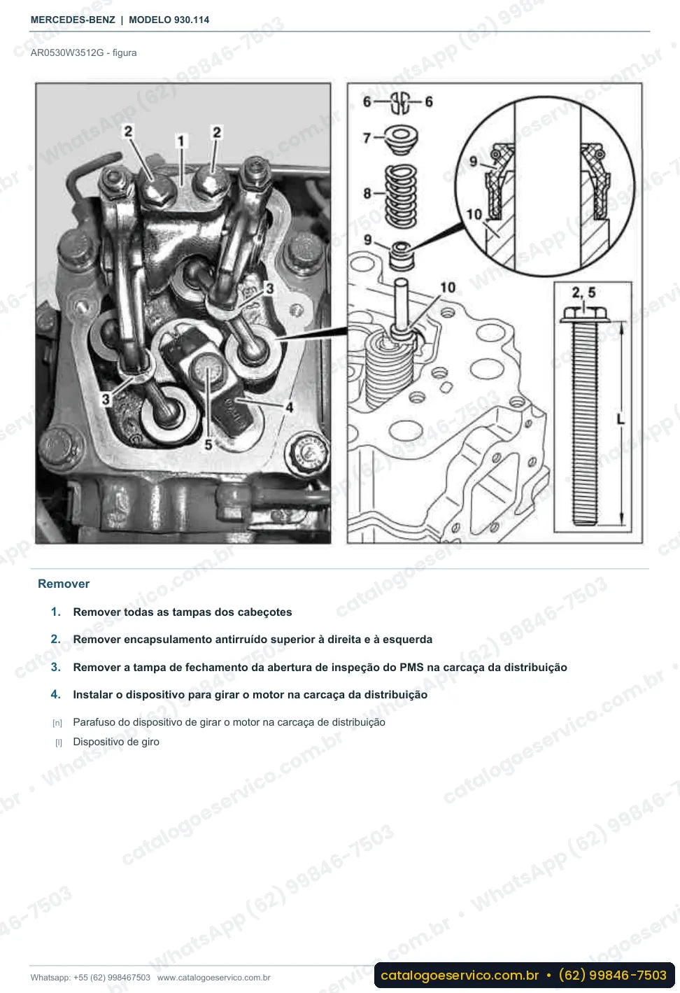 Página de procedimento do manual de oficina Mercedes-Benz Actros 2554