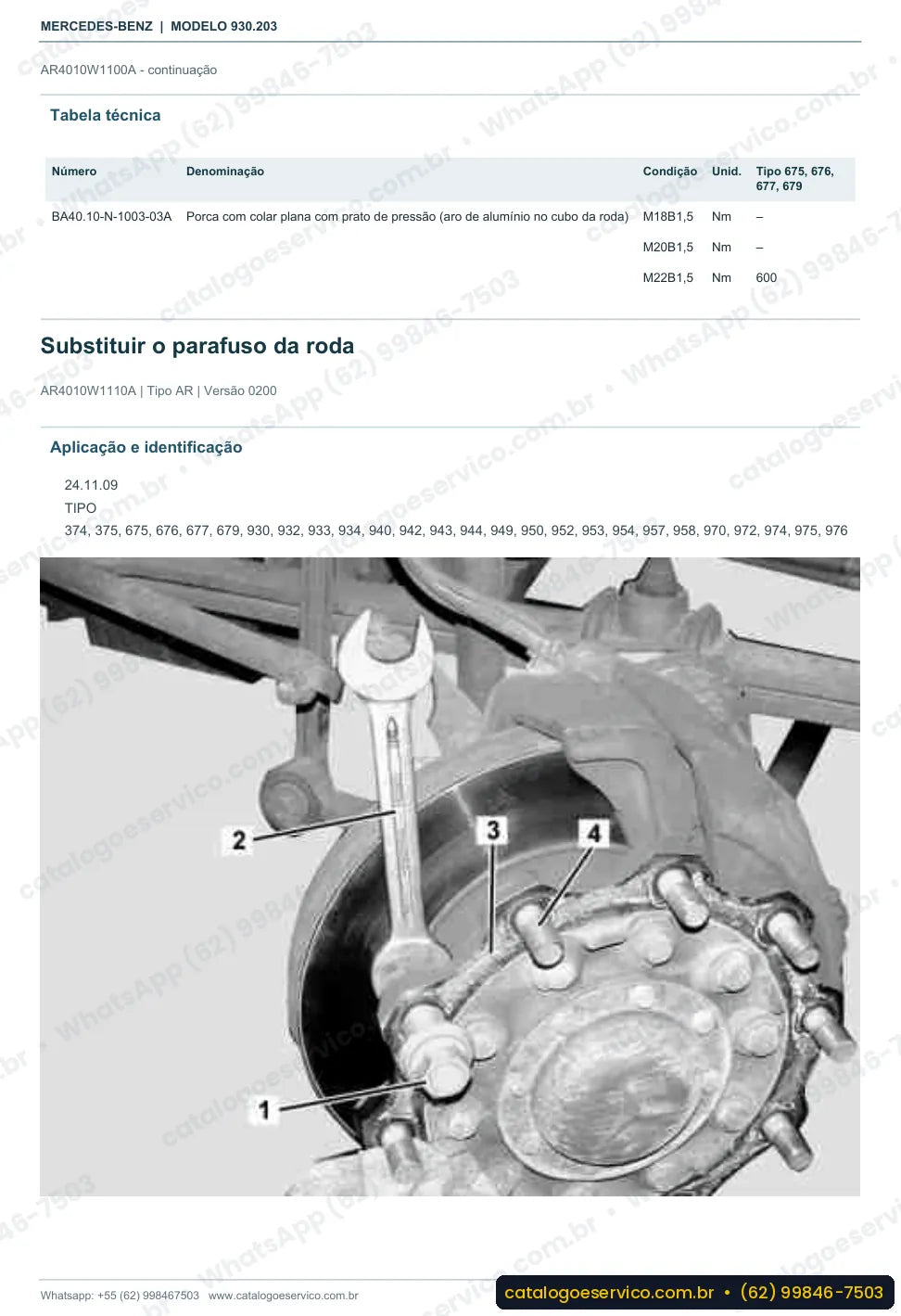 Página de procedimento do manual de oficina Mercedes-Benz Actros 2558 L