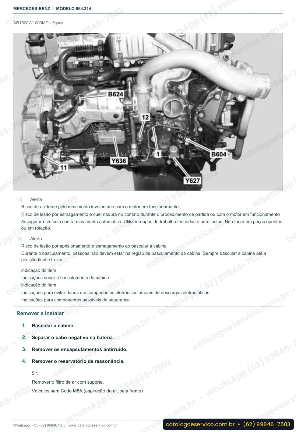 Página de procedimento do manual de oficina Mercedes-Benz Actros 2627 B