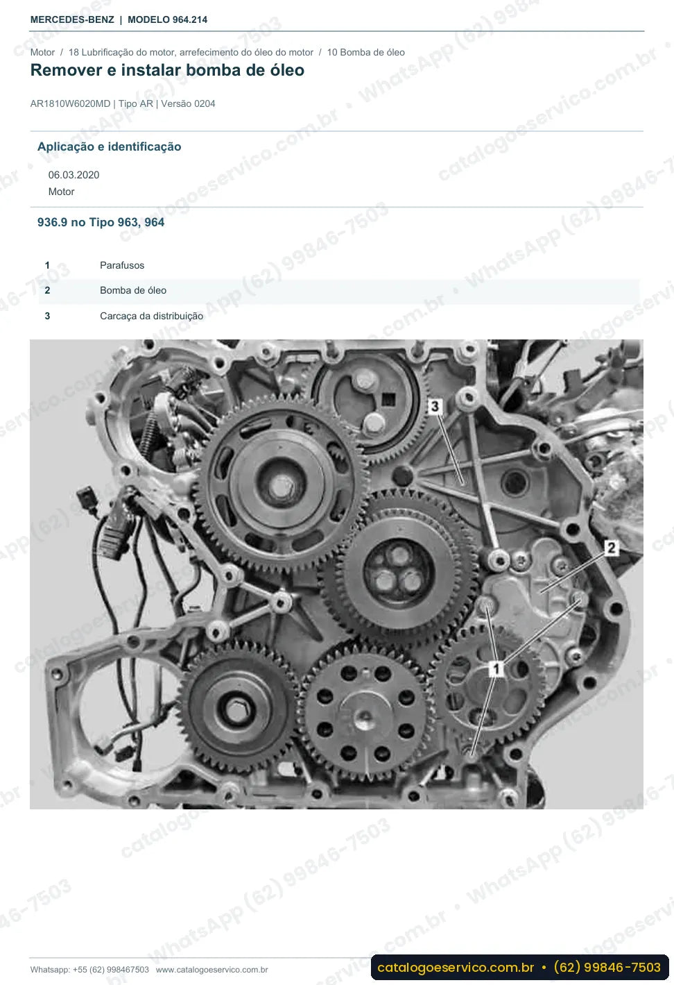 Página de procedimento do manual de oficina Mercedes-Benz Actros 2627 K