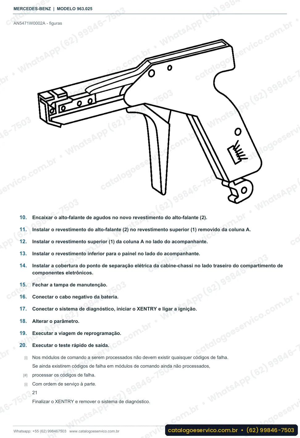 Página de procedimento do manual de oficina Mercedes-Benz Actros 2627 L