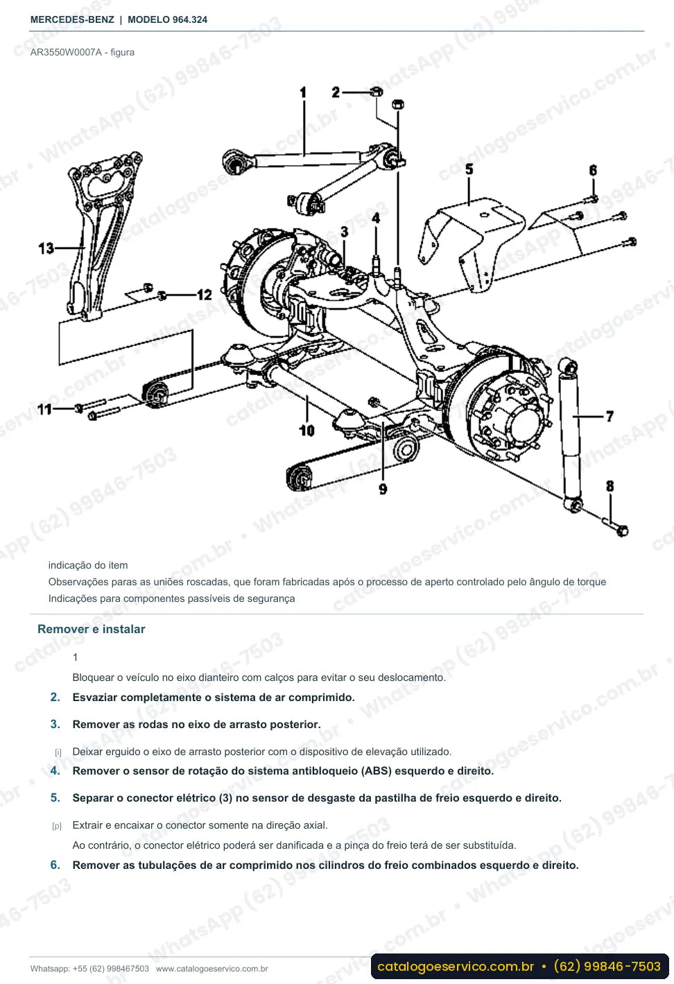 Página de procedimento do manual de oficina Mercedes-Benz Actros 2627 LB