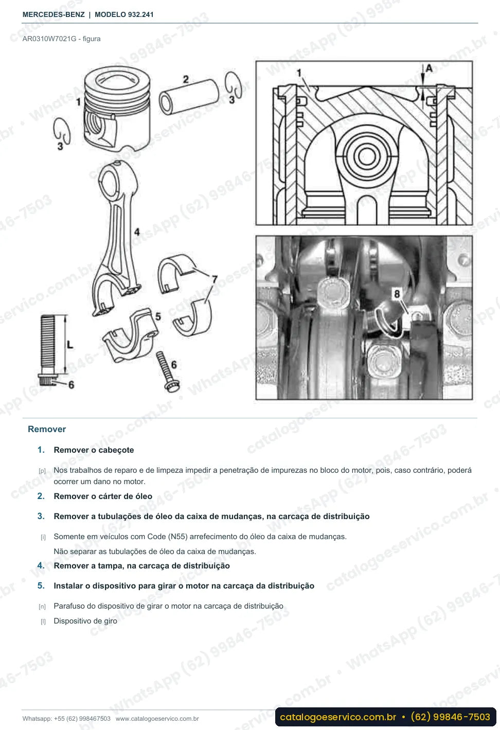 Página de procedimento do manual de oficina Mercedes-Benz Actros 2631 LK