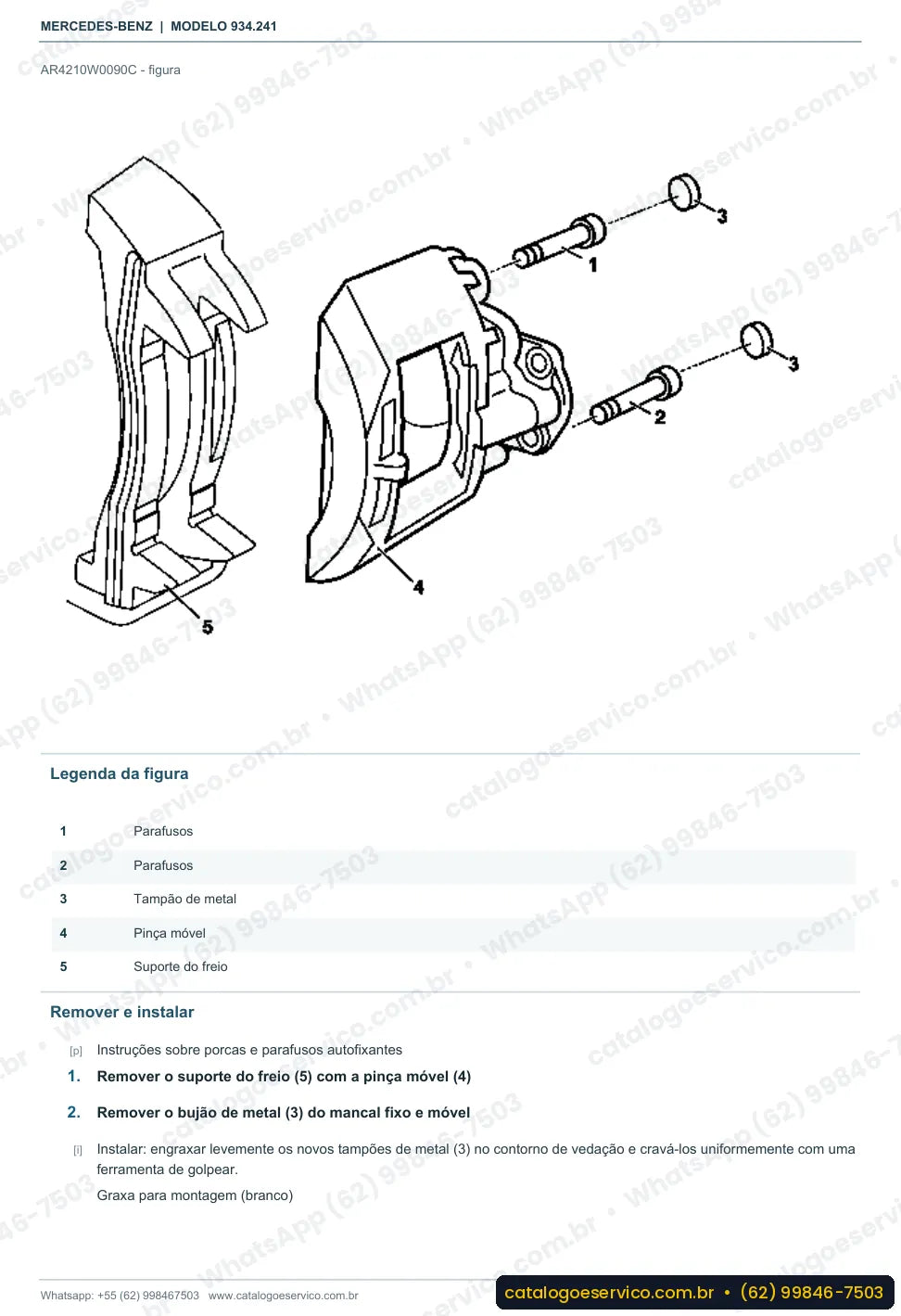 Página de procedimento do manual de oficina Mercedes-Benz Actros 2631 LS