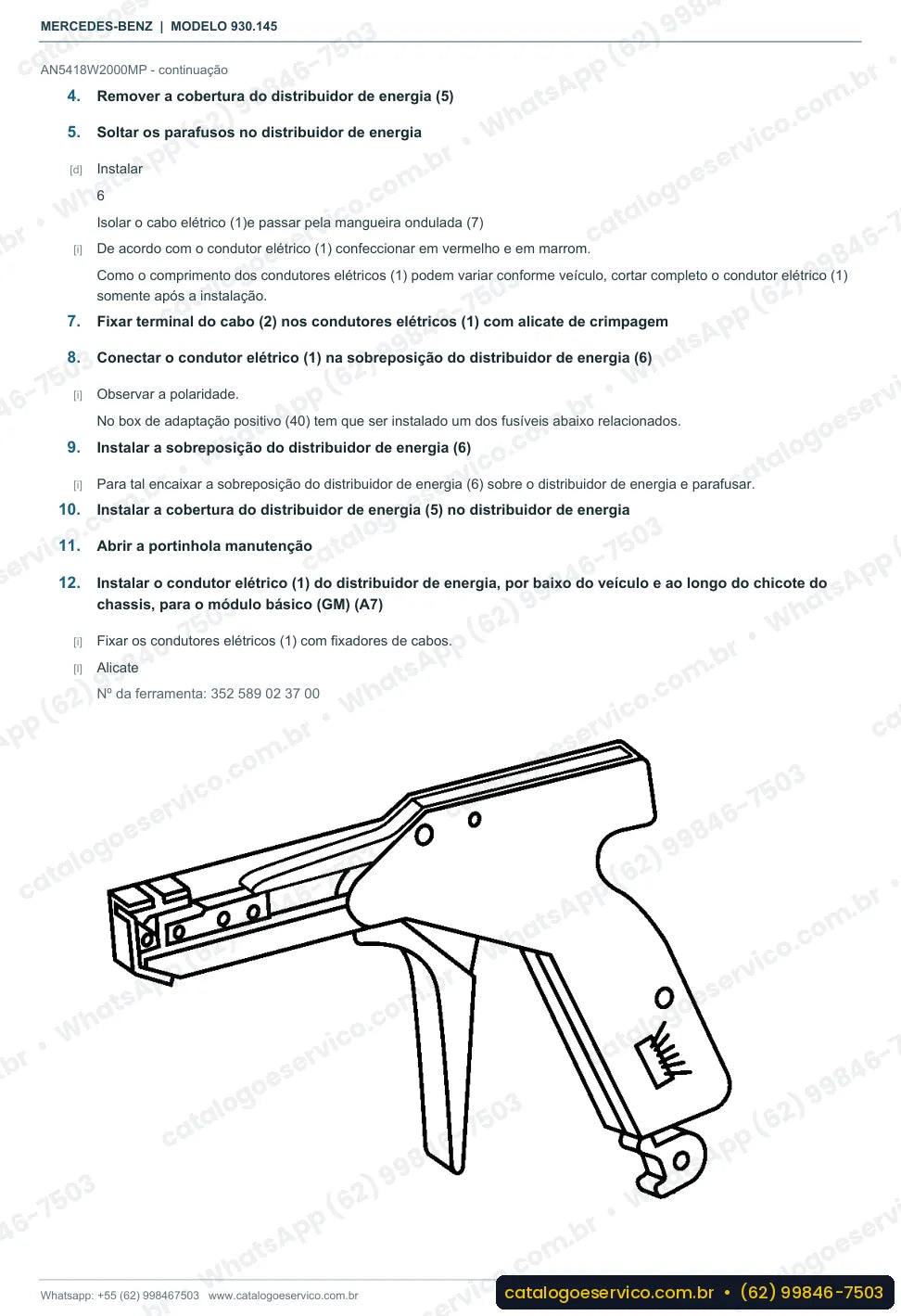 Página de procedimento do manual de oficina Mercedes-Benz Actros 2631