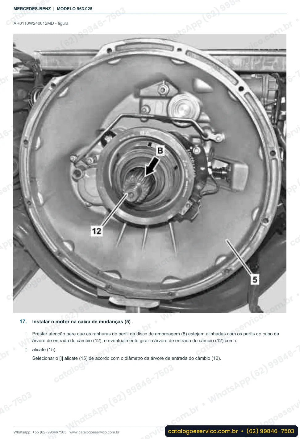 Página de procedimento do manual de oficina Mercedes-Benz Actros 2632 L