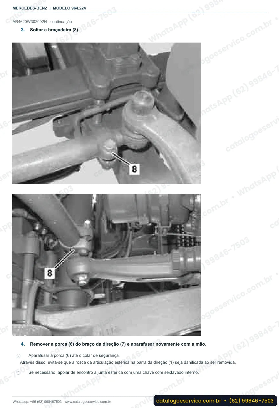 Página de procedimento do manual de oficina Mercedes-Benz Actros 2632 LK