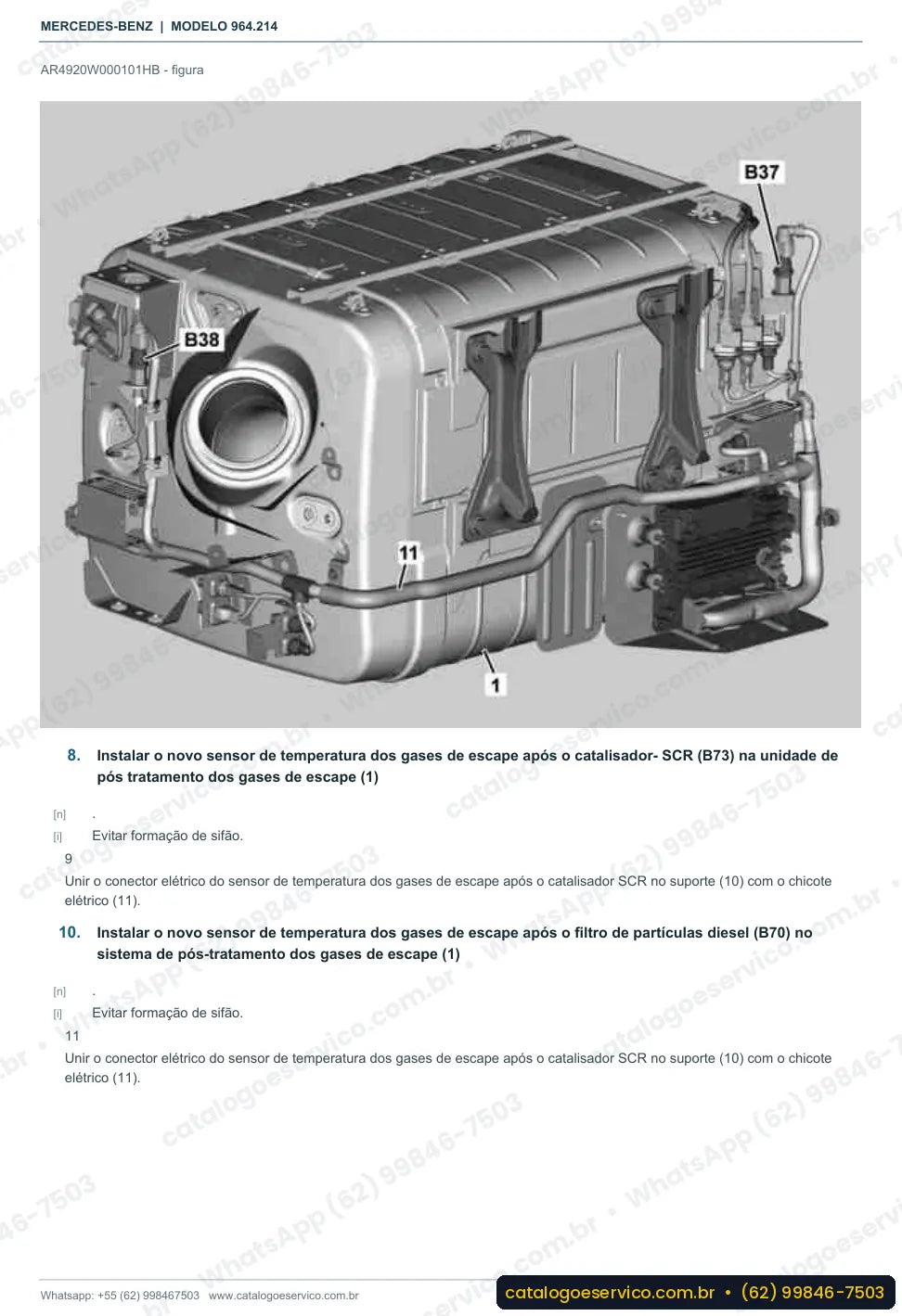Página de procedimento do manual de oficina Mercedes-Benz Actros 2633 K