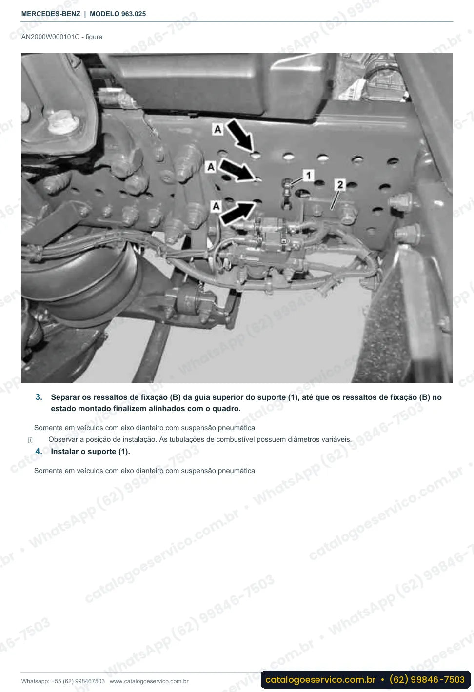 Página de procedimento do manual de oficina Mercedes-Benz Actros 2633 L