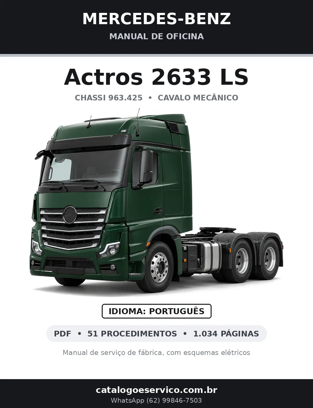Capa do manual de oficina Mercedes-Benz Actros 2633 LS