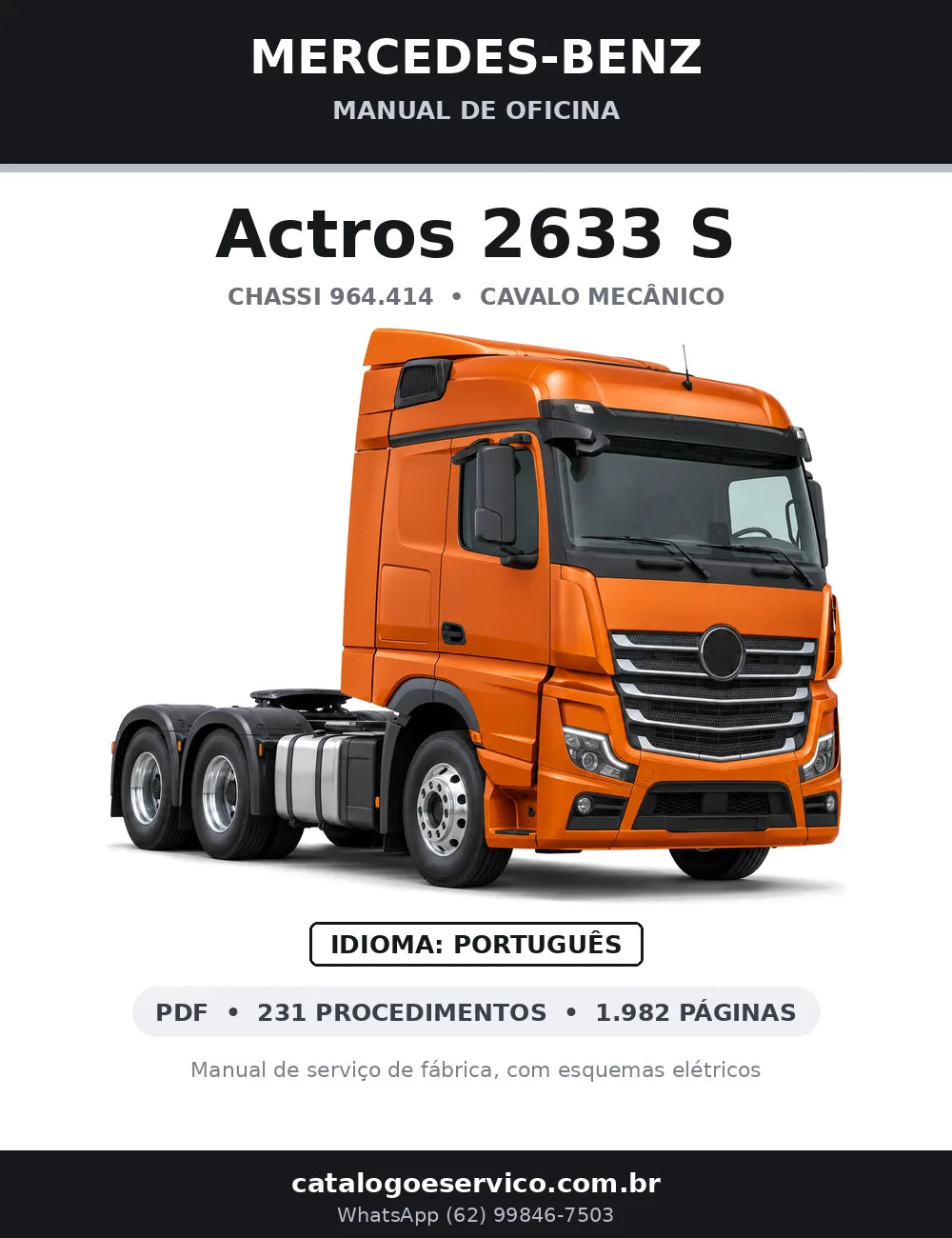 Capa do manual de oficina Mercedes-Benz Actros 2633 S
