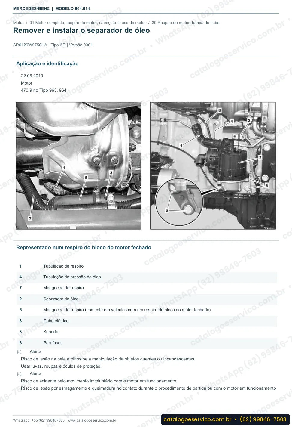 Página de procedimento do manual de oficina Mercedes-Benz Actros 2633