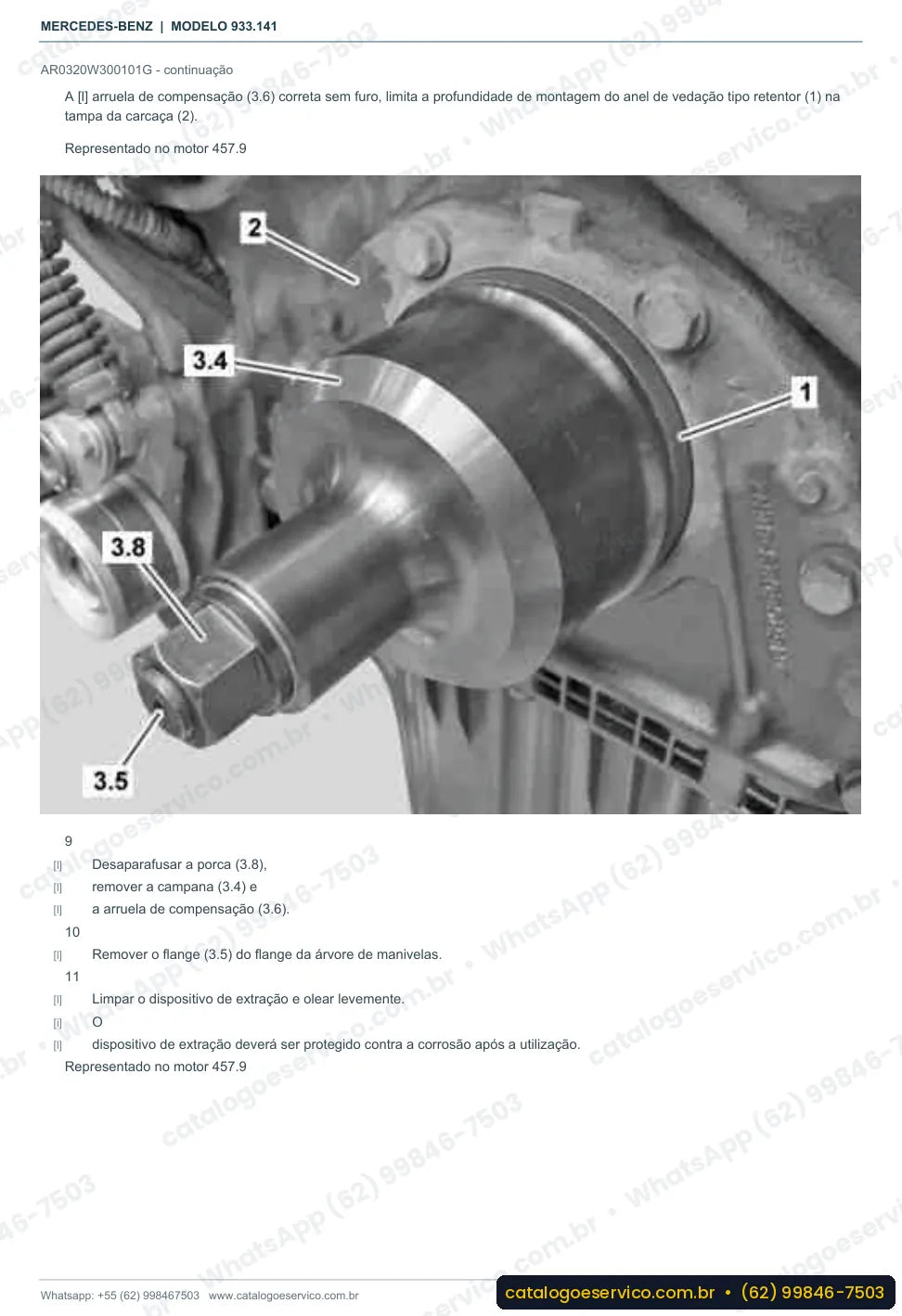 Página de procedimento do manual de oficina Mercedes-Benz Actros 2635 B