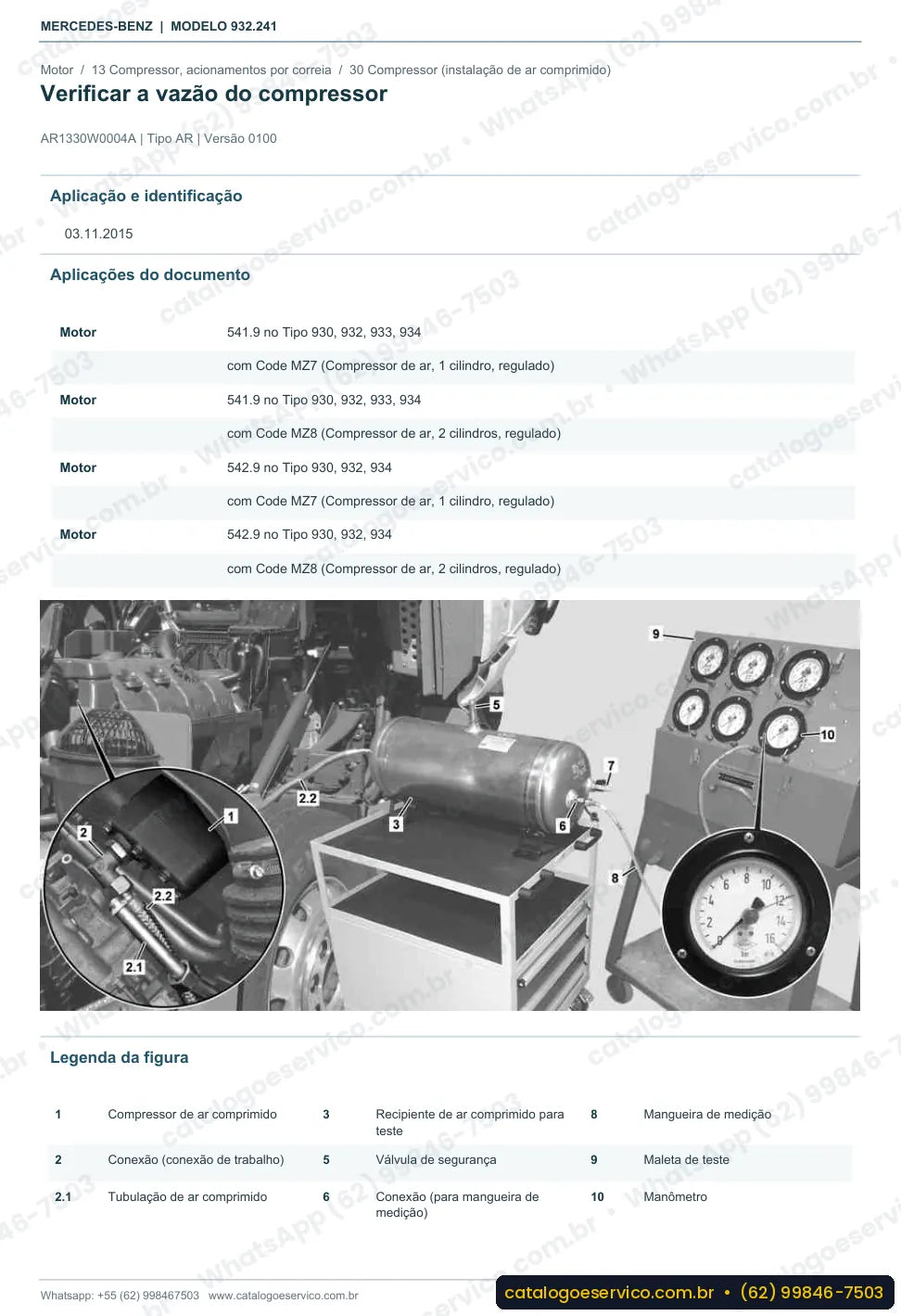Página de procedimento do manual de oficina Mercedes-Benz Actros 2635 LK