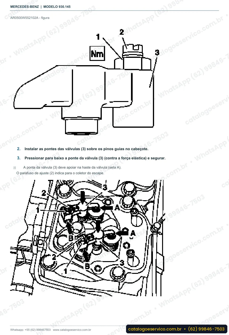 Página de procedimento do manual de oficina Mercedes-Benz Actros 2635