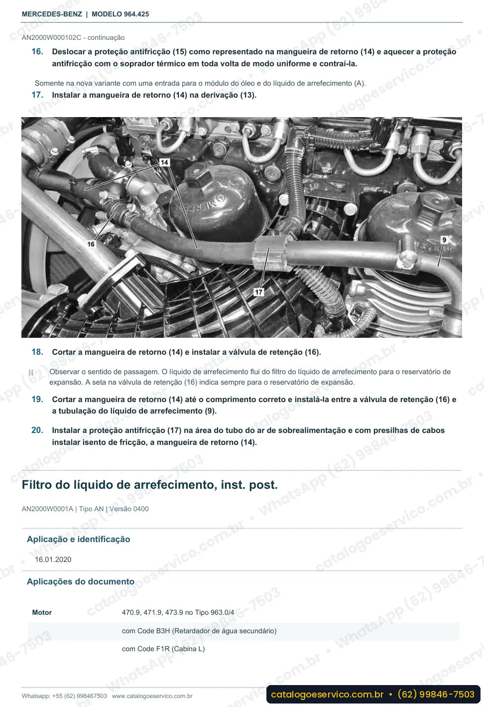 Página de procedimento do manual de oficina Mercedes-Benz Actros 2636 LS