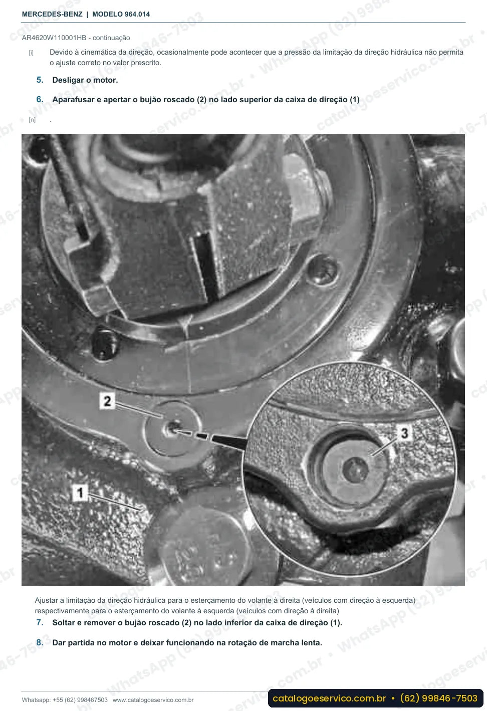 Página de procedimento do manual de oficina Mercedes-Benz Actros 2636