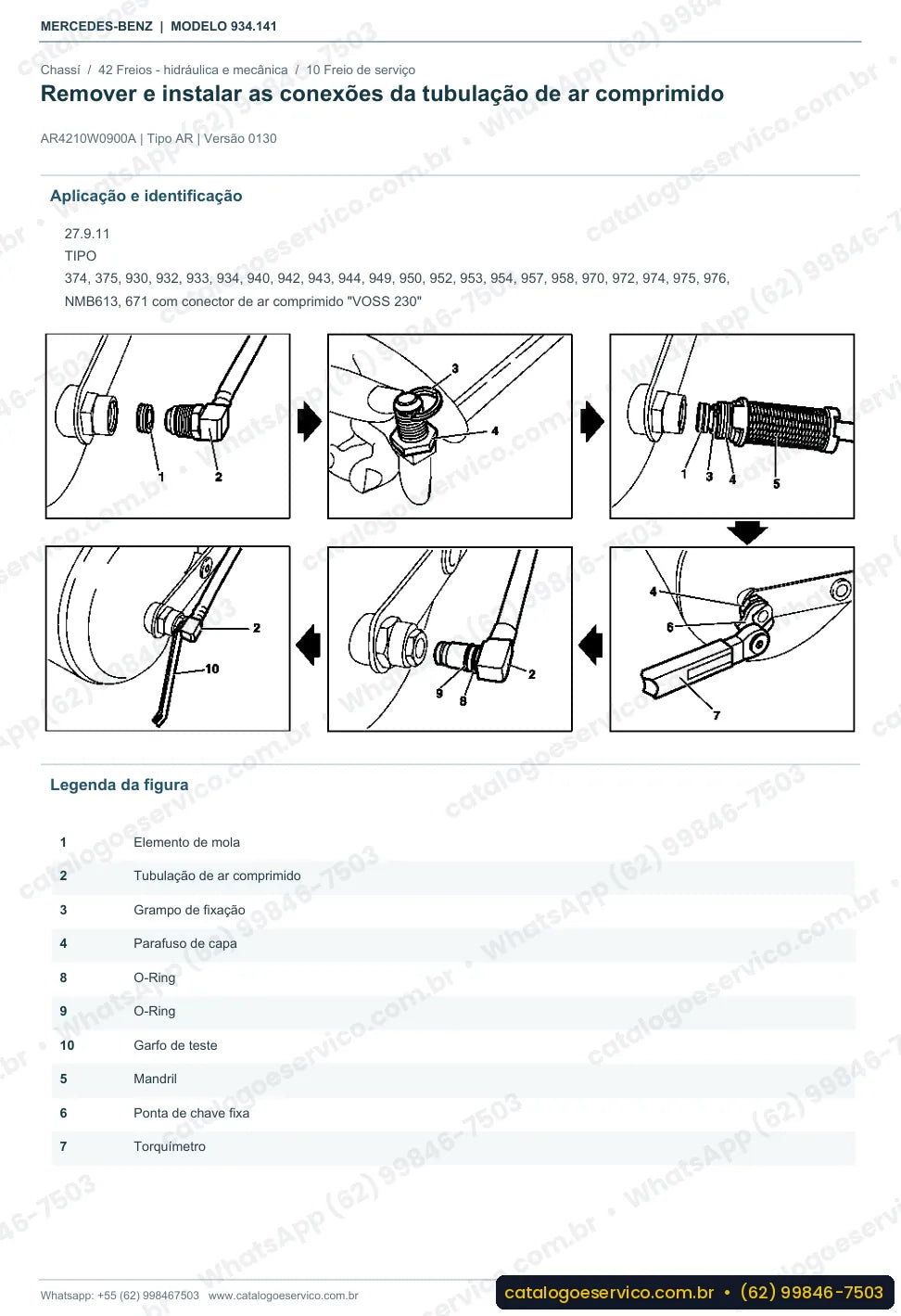 Página de procedimento do manual de oficina Mercedes-Benz Actros 2641 S