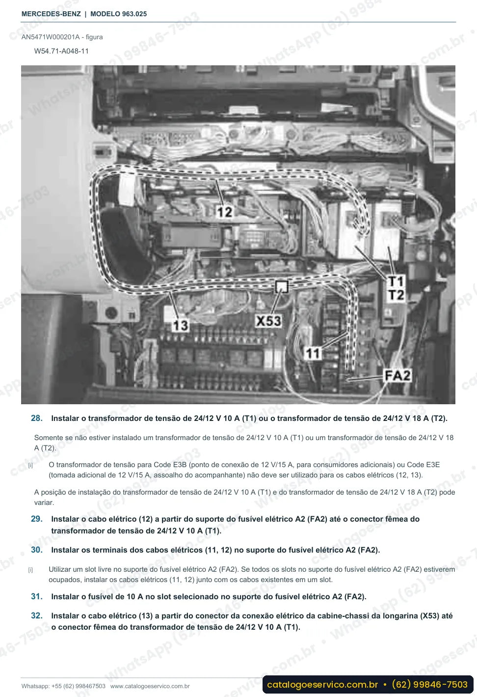 Página de procedimento do manual de oficina Mercedes-Benz Actros 2643 L